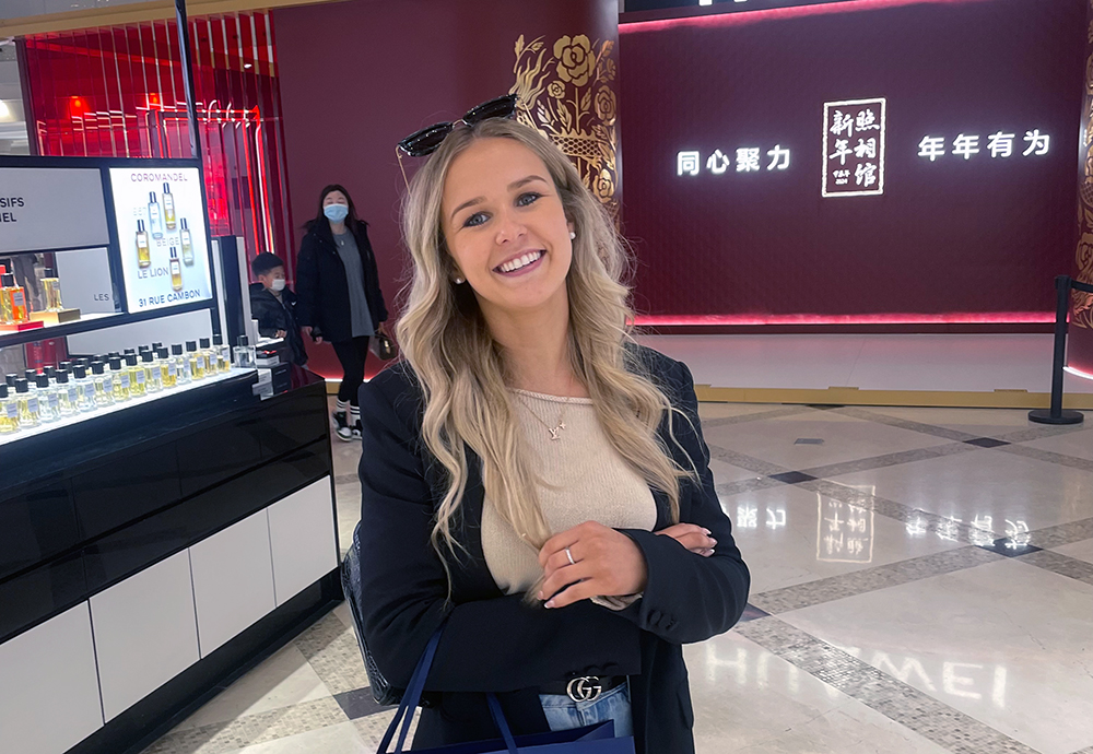 Lori standing in a high-end store in Shanghai
