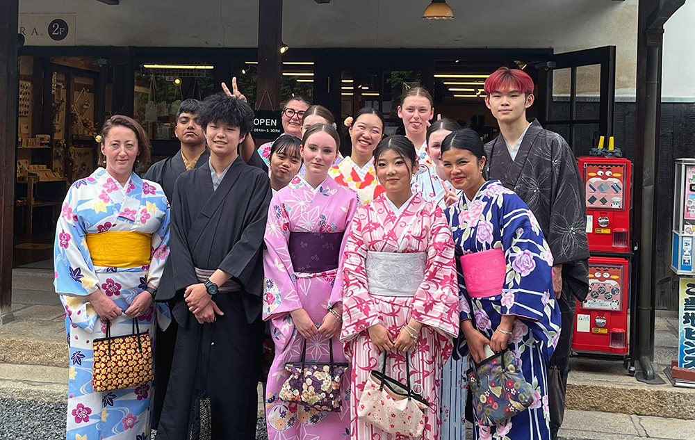 Riccarton High School students wearing traditional Japanese clothing
